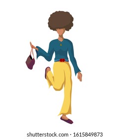 Flat vector illustration of a beautiful young woman with a tote bag.