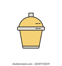 Flat vector illustration of a beige tumbler with a dome-shaped lid and a slightly visible straw. Ideal for drink, coffee or cold beverage icons.