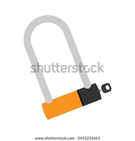 flat vector illustration of bike padlock, element with key and padlock protection isolated on white background