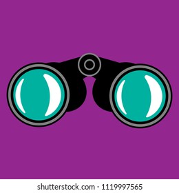 Flat vector illustration of binoculars.Tourism site icon.