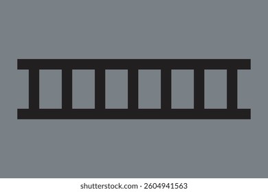 Flat vector illustration of a black ladder used in firefighting and construction. Minimalist isolated design on a grey background.