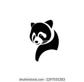 Flat vector illustration of a black panda with white spots for logos, icons or print