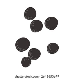 Flat vector illustration of black peppercorns. Ideal for food packaging, cookbooks, or culinary design elements