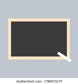 Flat vector illustration of blank wooden chalkboard.