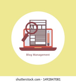 Flat Vector Illustration of a Blog Management. Business Design Concept