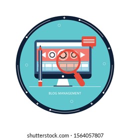 Flat Vector Illustration of a Blog Management. Business Design Concept