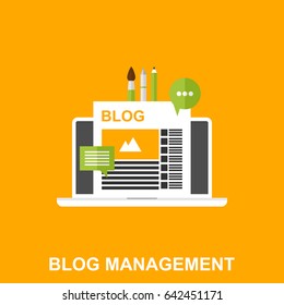 Flat Vector Illustration of a Blog Management. Business Design Concept