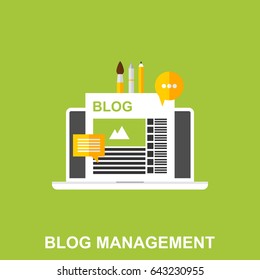 Flat Vector Illustration of a Blog Management. Business Design Concept