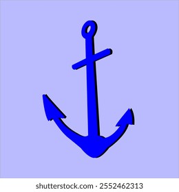 Flat vector illustration of a blue anchor symbol resting on a light blue background, evoking a serene maritime aesthetic perfect for nautical-themed designs or creative projects