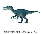 A flat vector illustration of a blue Baryonyx dinosaur in a side view profile on a white background
