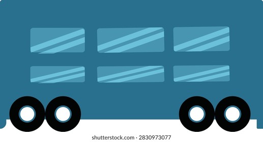 Flat vector illustration of a blue double-deck car carrier trailer isolated on a white background. Ideal for logistics, commercial transport, freight delivery, and automotive industry design projects.