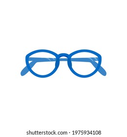 Flat vector illustration of blue eyeglasses. Isolated on white background