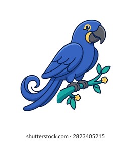 Flat vector illustration of a blue macaw.
