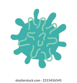 Flat vector illustration of a blue microbe, virus, bacteria isolated on a white background. virus is depicted in the style of an illustration with a round body and streamlined spikes, similar to blob