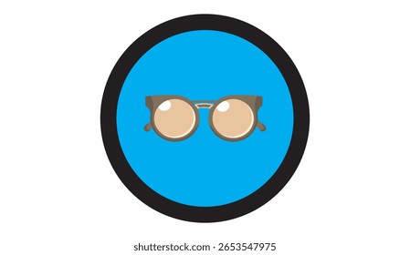 Flat vector illustration of a blue round traffic sign indicating permission to wear glasses, isolated on white background.

