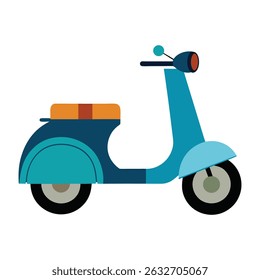 Flat vector illustration of a blue scooter for transportation and travel design