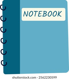  Flat Vector Illustration of a Blue Spiral Notebook