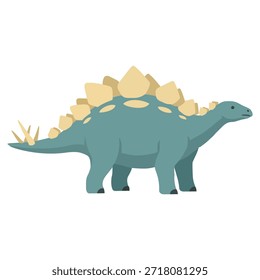 Ilustración vectorial plana de un dinosaurio Stegosaurus azul con placas óseas y una cola con púas