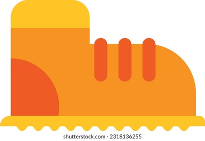 Flat vector illustration of a boot. yellow shoe. Boot for exploration and camping. Yellow lumberjack boots.