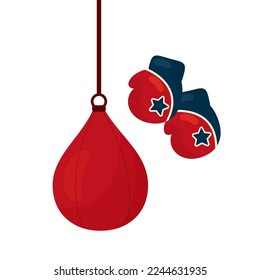 flat vector illustration of boxing cloves and bag