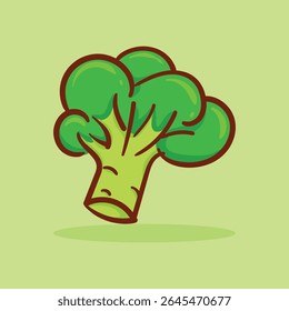 Ilustração vetor plana de vegetal de brócolis para capa de livro, adesivo de banner de cartaz	