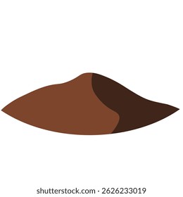 Flat vector illustration of a brown soil pile, ideal for gardening icons, farming visuals, nature-based illustrations, or agricultural elements.