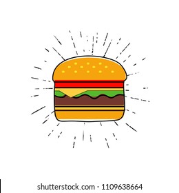 flat, vector illustration burger, logo or icon for your design