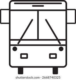 Flat vector illustration of bus icon in simple modern style. Perfect for transportation, travel, public transport, city commuting, school bus design, and automotive projects. Fully editable.