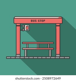A flat vector illustration of bus stop for web design and app icons 
