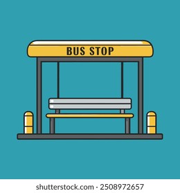 Uma ilustração vetorial plana de parada de barramento para web design e ícones de aplicativos 