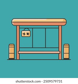 Una Ilustración vectorial plana de parada de autobús aislado sobre fondo sólido