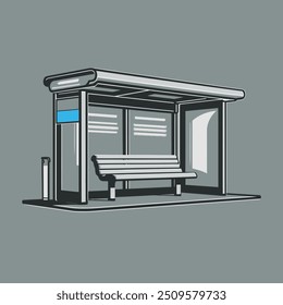 A flat vector illustration of bus stop isolated on solid background
