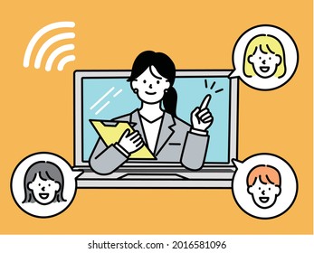  Flat vector illustration. Business and communications