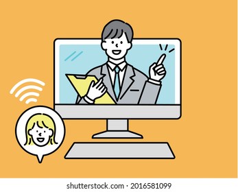  Flat vector illustration. Business and communications