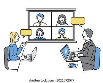  Ilustración vectorial plana. Negocios y comunicaciones
