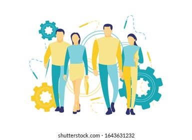 Flache Vektorillustration Illustration eines Geschäftskonzepts, das Image eines Geschäftsteams durchläuft ein Problem. Die Leute gehen zur Arbeit.