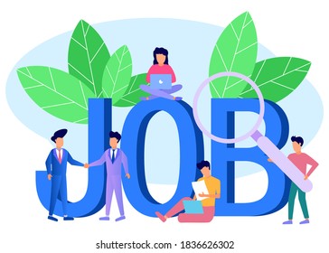 Flat vector illustration of business concept, job search, recruitment, work group, freelance, web graphic design vector.the company is hiring.