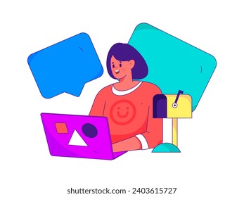 Flat vector illustration of business people operating work scene
