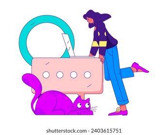 Ilustración vectorial plana de empresarios que operan en la escena de trabajo
