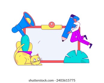 Flat vector illustration of business people operating work scene
