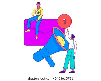 Flat vector illustration of business people operating work scene

