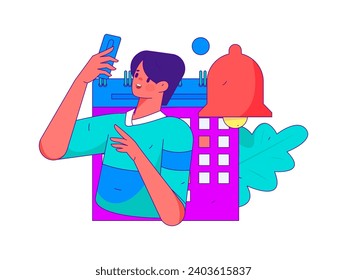 Flat vector illustration of business people operating work scene
