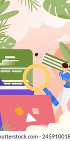 Flat vector illustration of business people operating work scene
