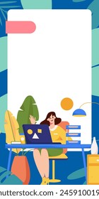 Flat vector illustration of business people operating work scene
