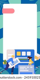 Flat vector illustration of business people operating work scene
