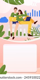 Flat vector illustration of business people operating work scene
