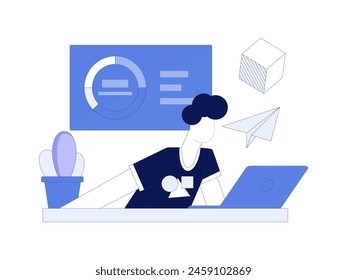 Flat vector illustration of business people operating work scene
