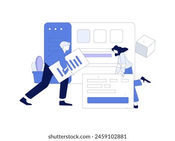 Flat vector illustration of business people operating work scene
