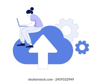 Flat vector illustration of business people operating work scene
