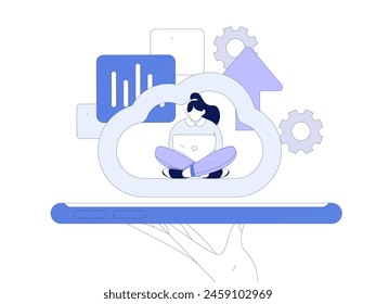 Flat vector illustration of business people operating work scene
